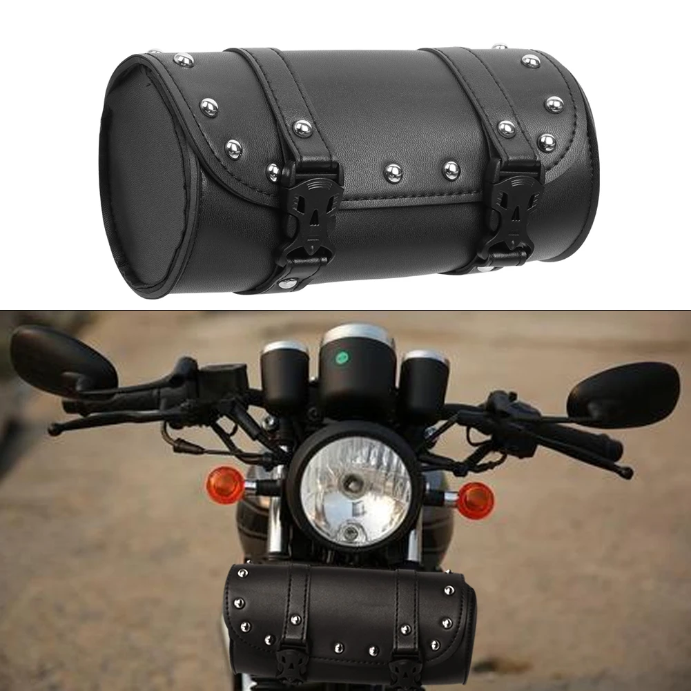 Motorcycle Fork PU Leather Travel Pouch Waterproof Tool Bags Saddle Bag Vintage Tail Bag Luggage for Harley Bobber Suzuki Honda
