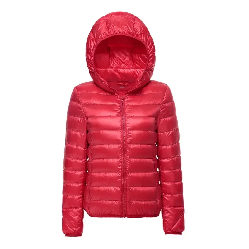 Women Hooded Short Puffer Jackets  90% White Duck Down Autumn Winter Ultra Lightweight Keep Warm Coats