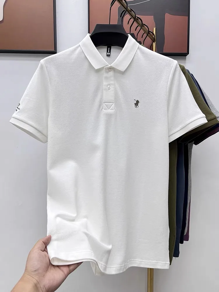 100% pure cotton high-end short sleeve men POLO shirt summer designer brand small horse embroidered casual business Paul T-shirt