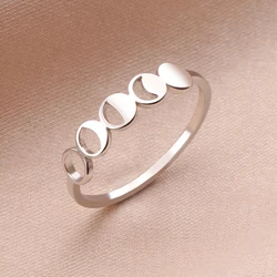 LIKGREAT Lunar Moon Phase Ring Crescent Moon Finger Rings Stainless Steel Minimalist Wedding Band Finger Ring Jewelry for Women