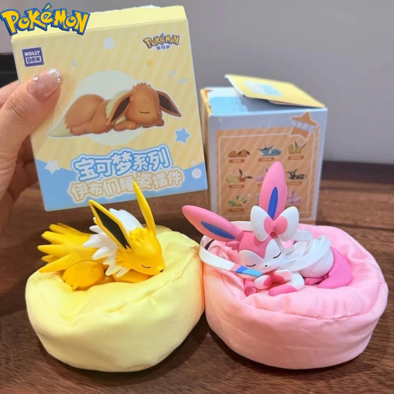 

Pokemon Eevee Sleeping Posture Blind Box Anime Vaporeon Doll Mystery Box Sylveon Desktop Ornament Anime Figurine Gift