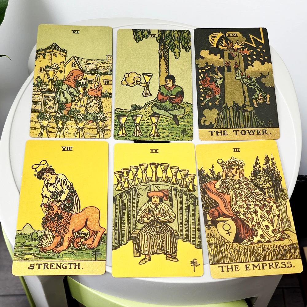 Jeu de cartes de tarot en PVC 12x7cm, coffret cadeau avec guide pour débutants, 78 cartes résistantes à l'eau et à l'usure