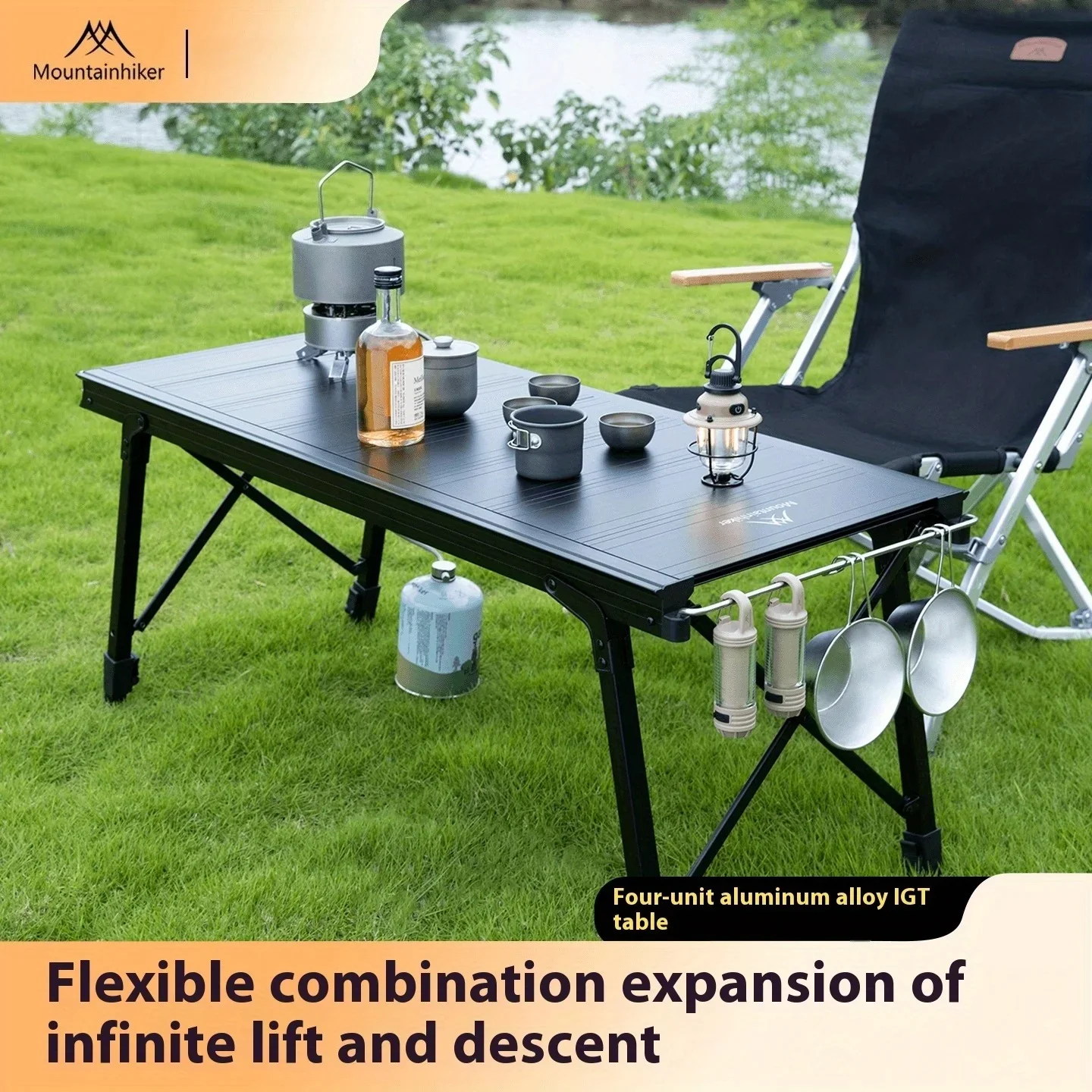 Mountainhiker New Folding IGT Camping Lift Table, Portable Outdoor IGT Cooking System, 3-5 Tables, Multi-Purpose Camping Table
