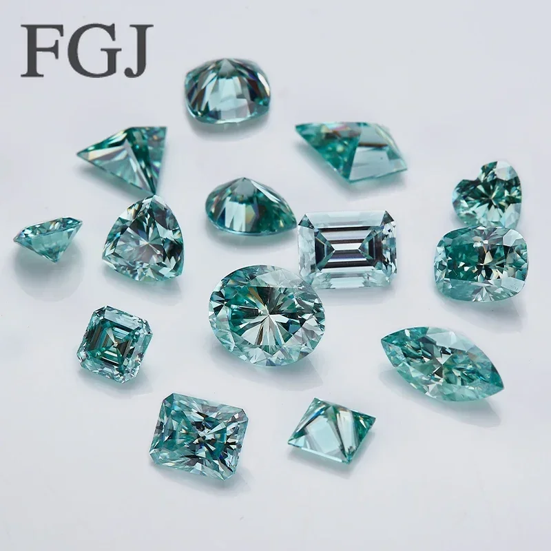 

Aqua Blue VVS1 Moissanite Cushion Princess Heart Oval Pear Marquise Asscher Trillyon Radiant Emerald Kite Triangle Brilliant Cut