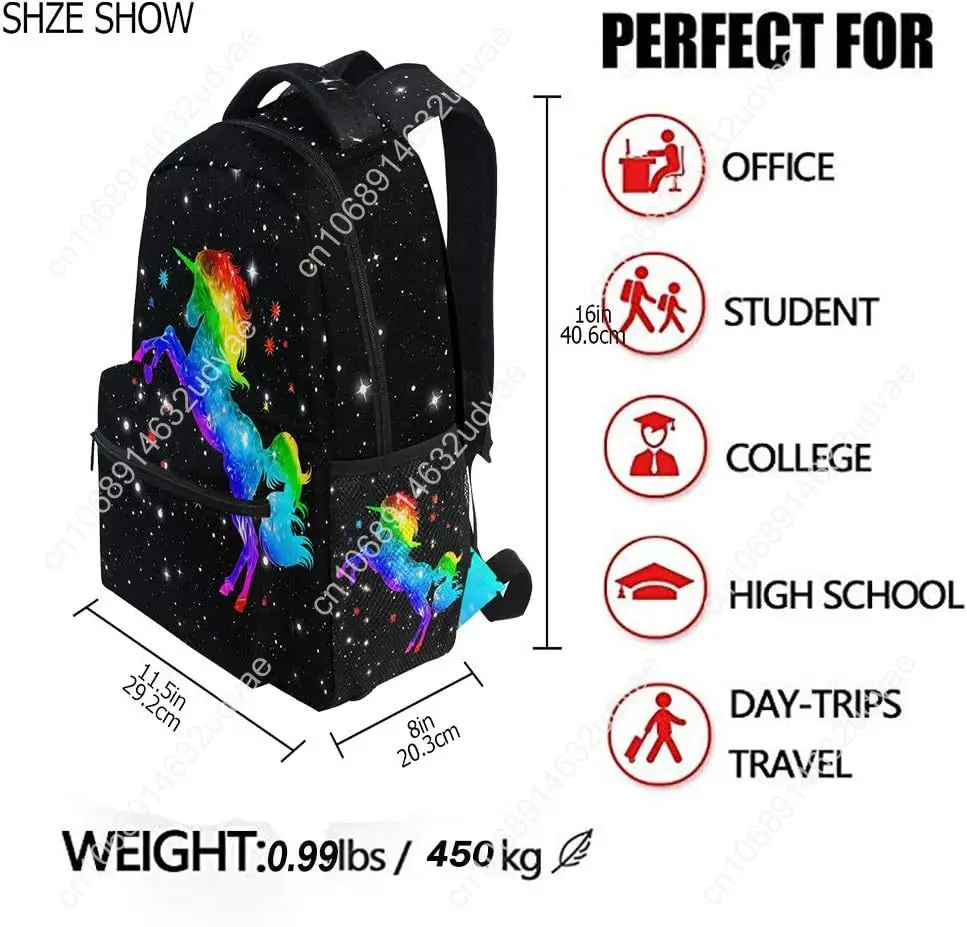 Unicorn Student Backpack For Teen Boys Girls Magic Rainbow Galaxy School Bag Bookbag Travel Laptop Daypack Book Bag Shoulder Bag