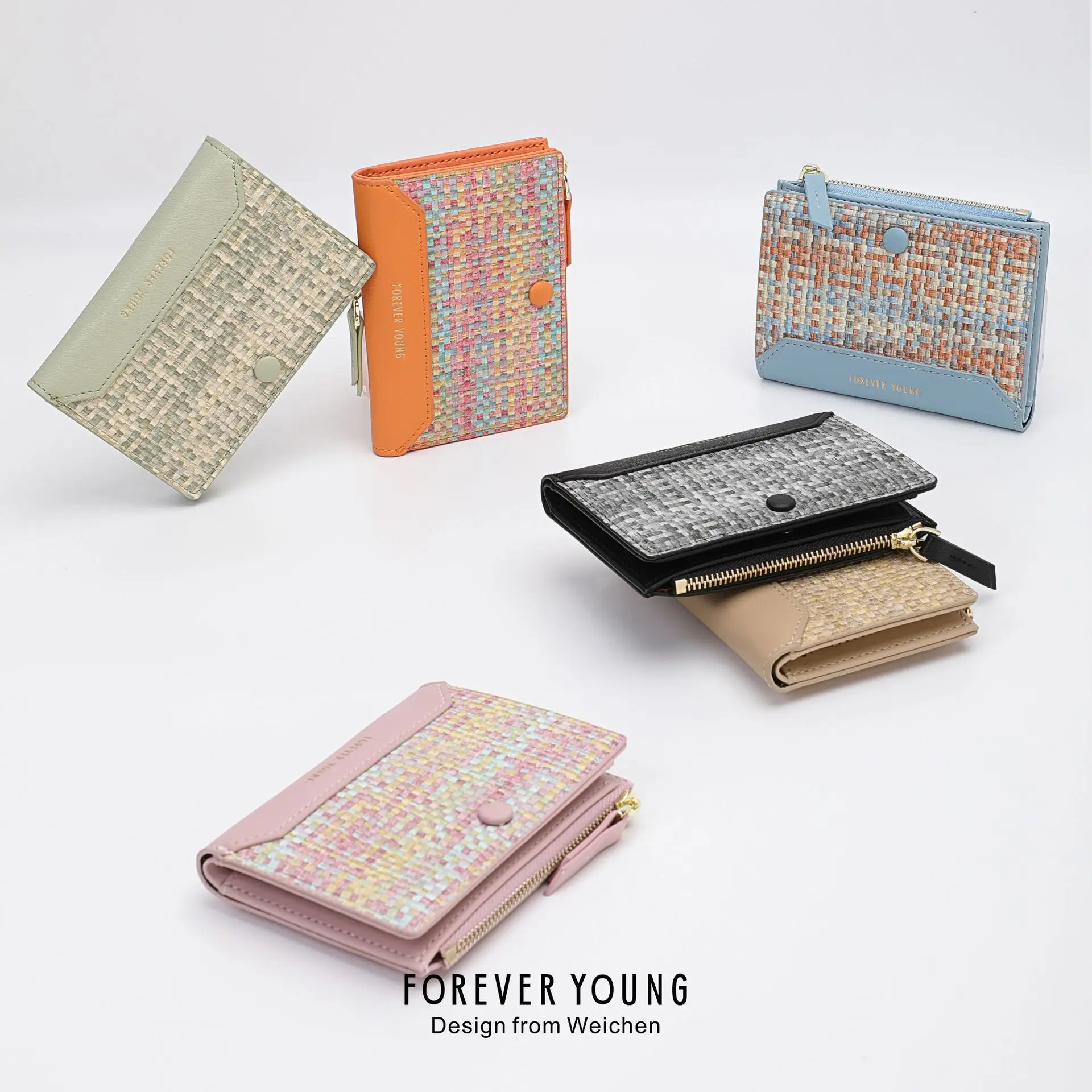 Forever Young Light Luxury Woven Wallet for Women, 2024 New Short Fashionable Card Wallet, Multi Card Zipper Change Bag Handbag