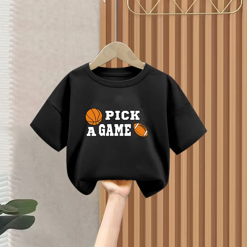 

New Baseball Letter Printed T-shirts for Boys and Girls, with A Big Kid Base Layer for A Cool Look Kids Clothes