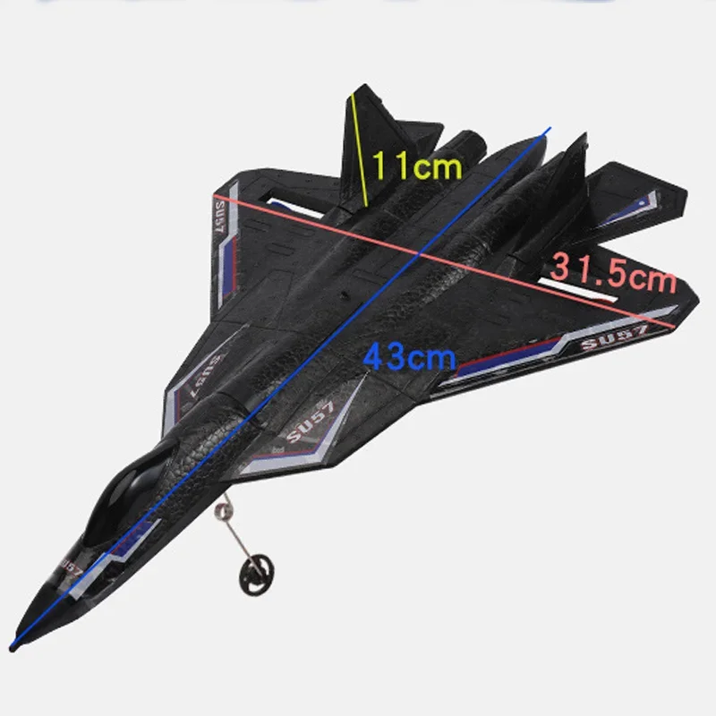 RC Plane SU-57 Radio Controlled Airplane Light Fixed Wing Hand Throwing Foam Electric Remote Control Plane Toy For Children Gift