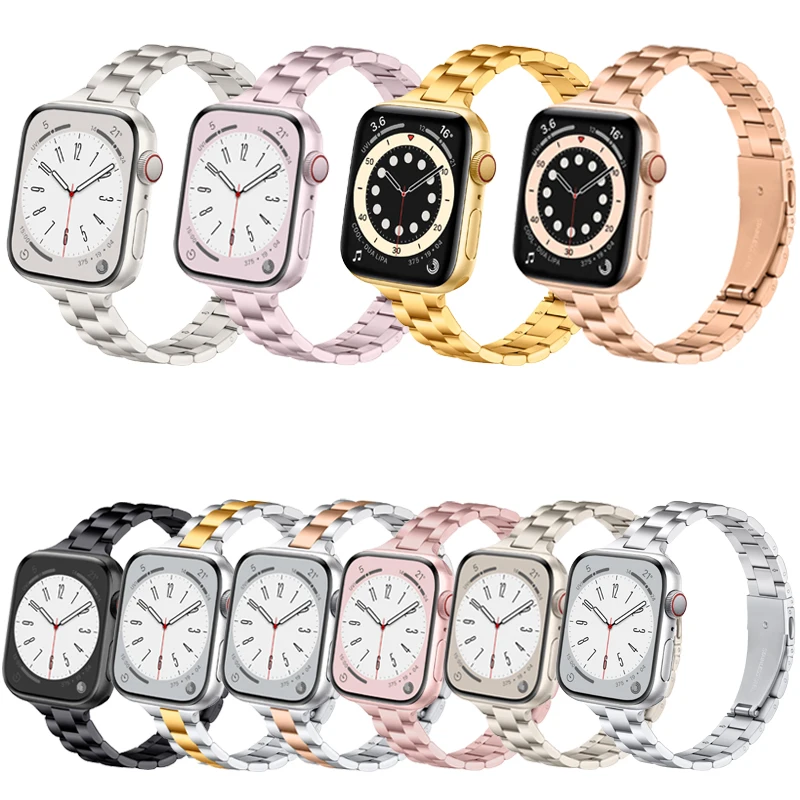 Ремешок из нержавеющей стали для Apple Watch Series 10 9 8 7 46 мм 45 SE 6 42 44 мм 41 мм 38 40 Металлический браслет для iWatch Ultra2 49 мм