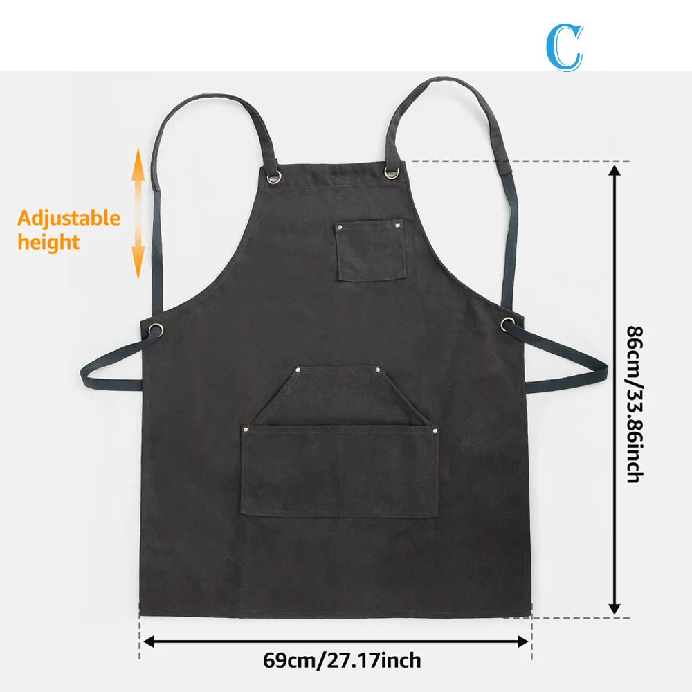 Woodworking Apron Multifunctional Canvas Tool Apron with 10 Pocket Waterproof Workshop Housework Apron for Men Women Woodworker