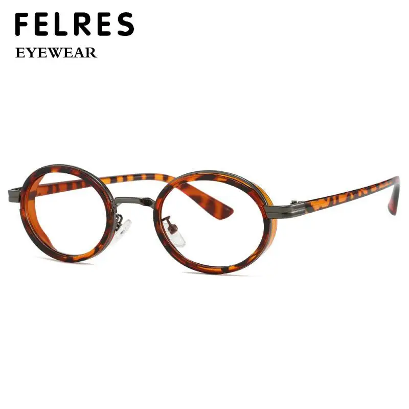 خمر ليوبارد إطار مكافحة الضوء الأزرق نظارات للقراءة الرجال النساء البيضاوي إطار صغير طويل النظر نظارات واضح عدسة تخصيص الديوبتر