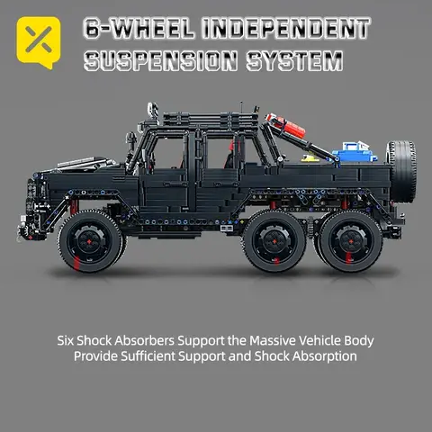ToylinX Terräng-SUV Svarta Byggsatser 1/8 Skala Pickup Truck Bil Utmaning Byggklossar Present till Tekniska Entusiaster Vuxna 8 best sales byggklossar lastbil - №3