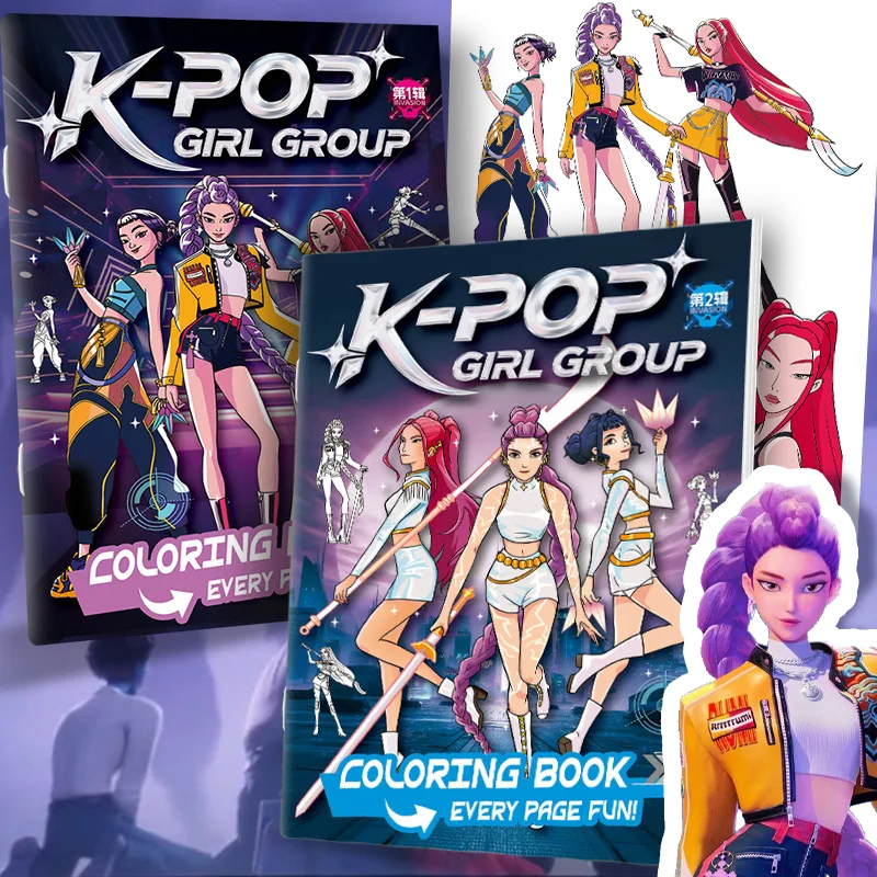 KPop شيطان هنتر كتب التلوين لطيف الكرتون تتبع الاطفال اللوحة رسم القرطاسية كتاب الإبداعية عصا أرقام هدية عيد ميلاد