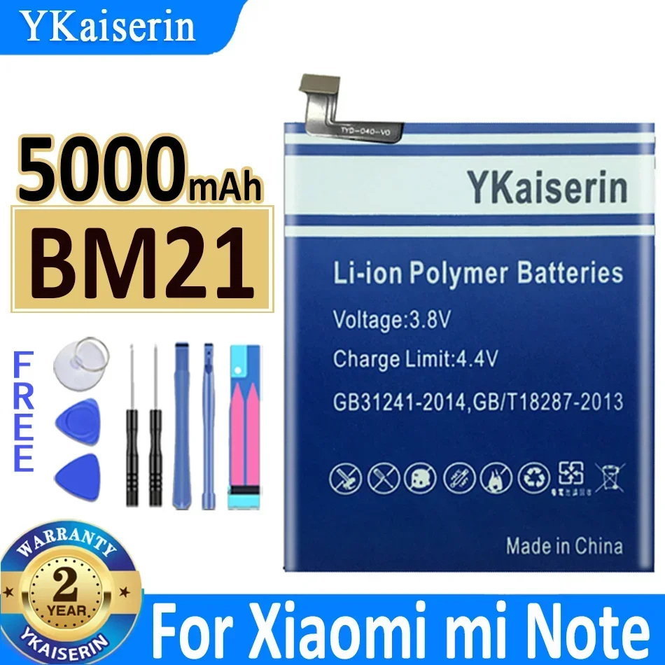 5000mAh YKaiserin Battery BM21 For Xiaomi mi Note Bateria