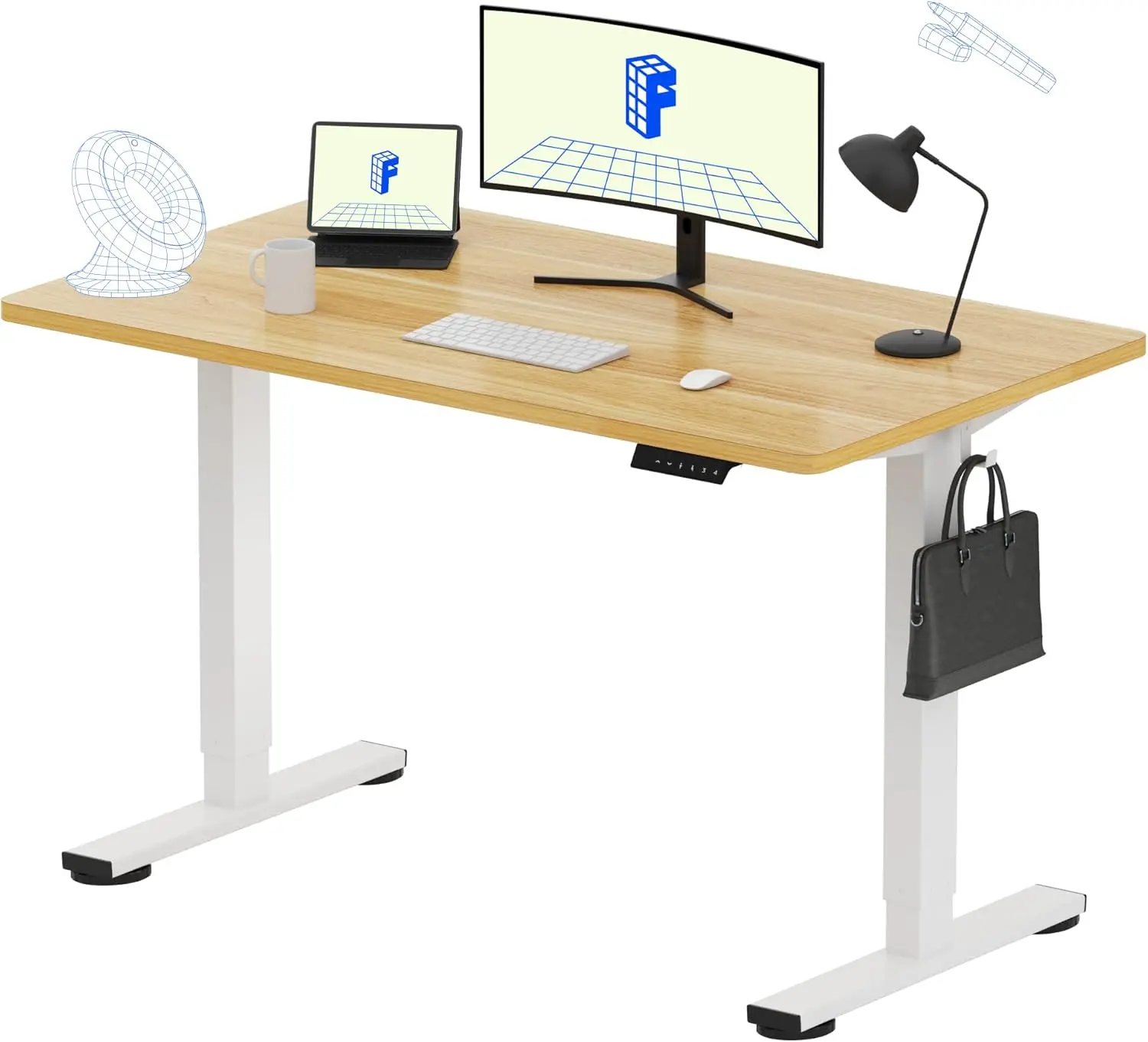 

EN1 Whole-Piece Standing Desk, 48 x 24 Inches Height Adjustable Desk Stand up Desk Home Office Table for Computer