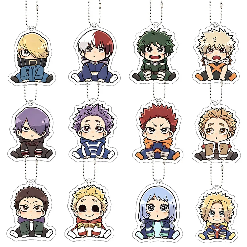 Sitting My Hero Academia Acryl-Schlüsselanhänger Kawaii Aizawa Shouta Todoroki Shoto Cartoon-Charakter Anhänger Taschendekoration Schlüsselring Geschenk