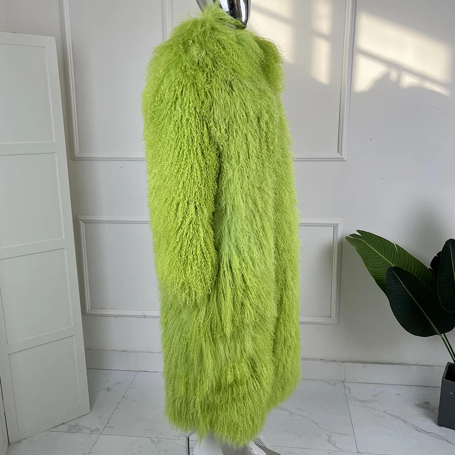 سترات شتوية دافئة للسيدات من جلد الغنم معطف طويل من الفرو معطف فرو منغولي حقيقي مع ياقة فاخرة الأكثر مبيعًا سترة شتوية نسائية