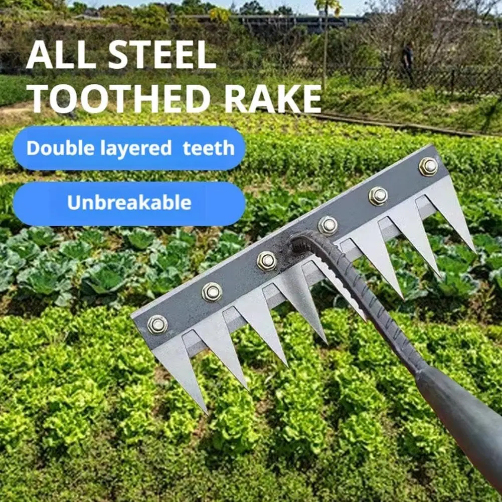 5/6/7/8 Teeth Metal Rake Garden Manual Aerators Tool Farming Iron Weed Weeders for Gardening and Weeding  Agriculture Hand Tools