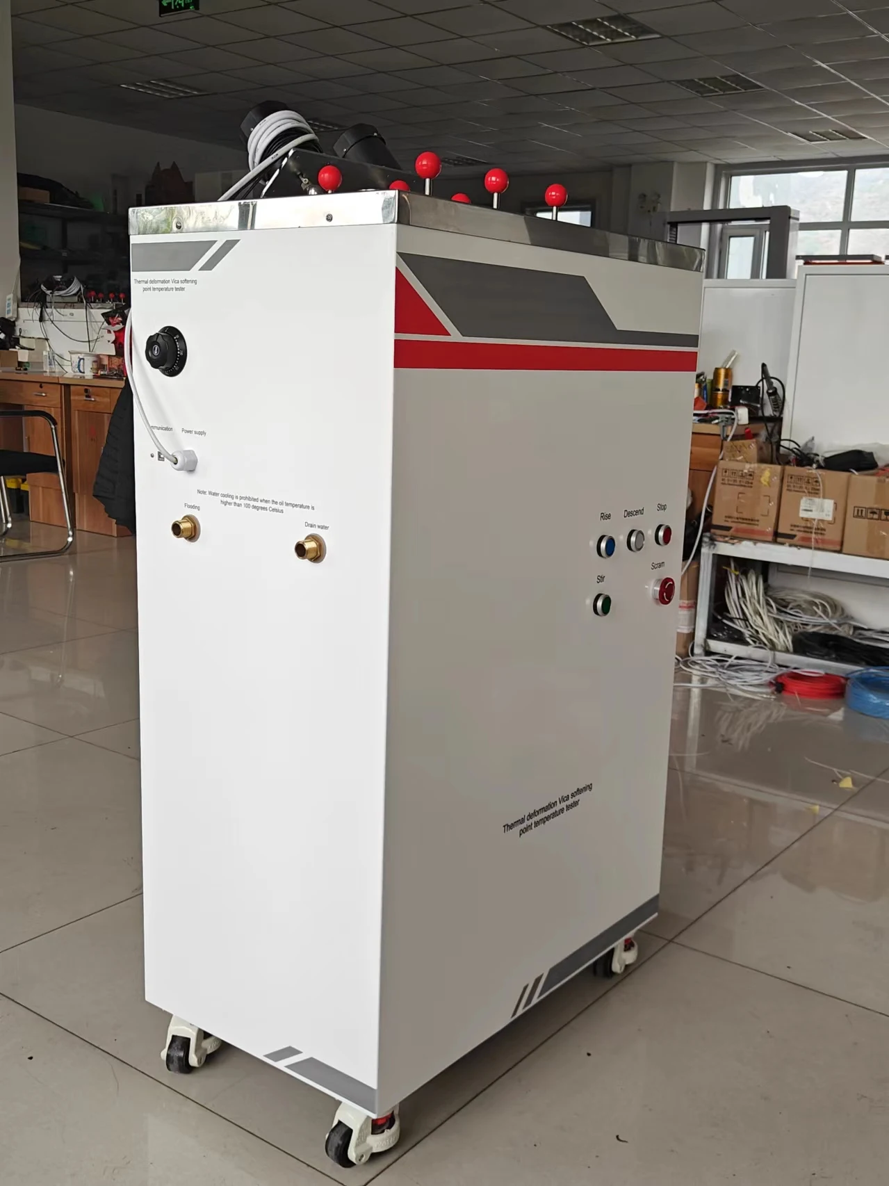 Tester di temperatura del punto di ammorbidente Vicat/Strumento per test della temperatura di ammorbidente Vicat/Tester di deformazione termica in gomma