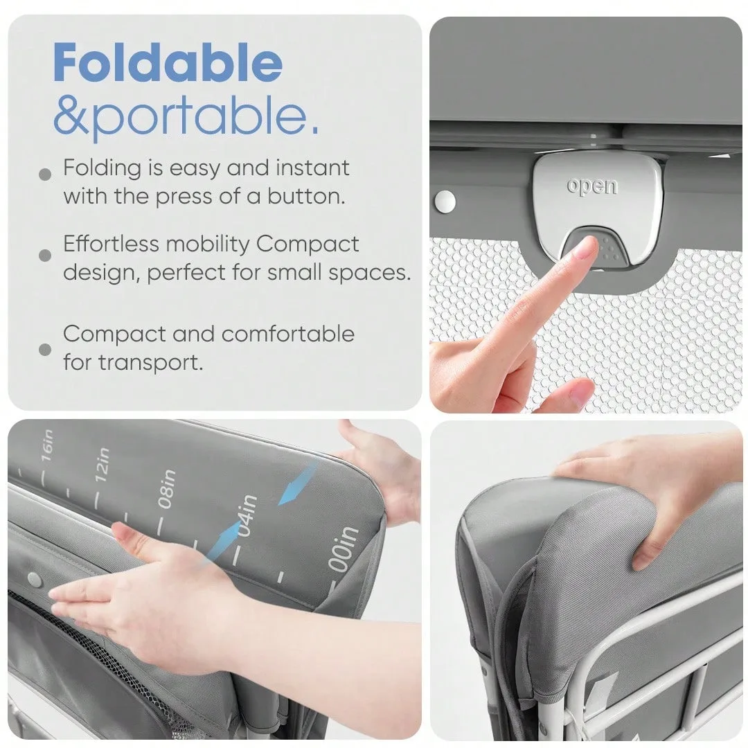 Sejoy 調節可能なベビーおむつ交換台 ロック可能なホイール付き 折りたたみ式スタンド 底部収納ボード付き 高めのフェンス