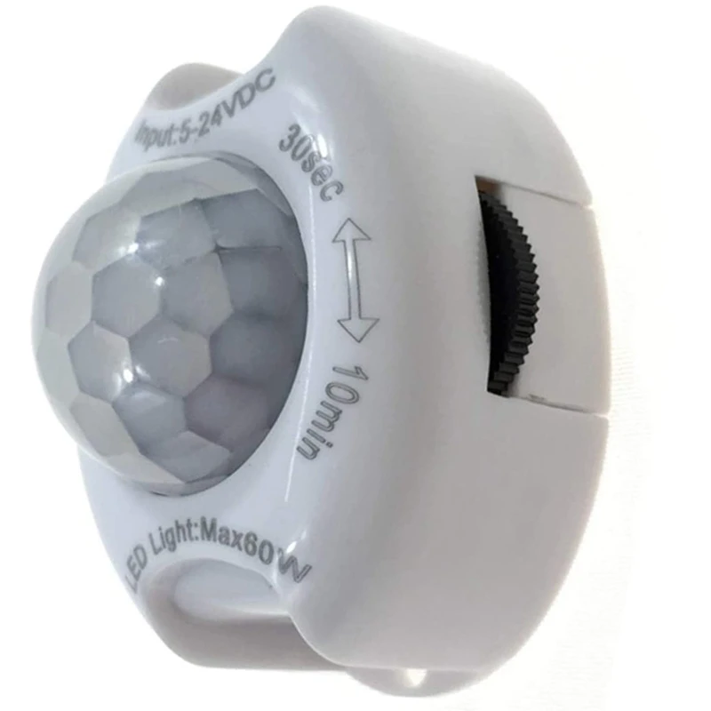 Capteur de mouvement infrarouge PIR détecteur DC5-24V marche/arrêt automatique interrupteur de minuterie maison lumière LED corps PIR capteur de mouvement lampe (blanc)