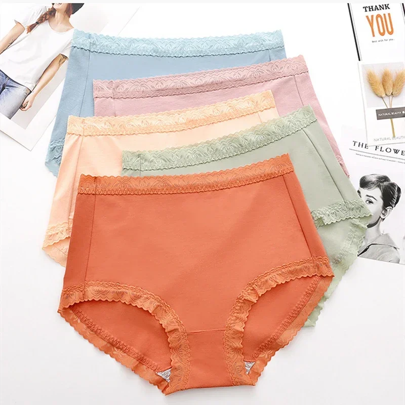 Luxury Lace Women\'s Panties Cotton Cozy Female Underwear Plus Size Panties for Women M-XXXXL High Waist Femme Underpants Tangas