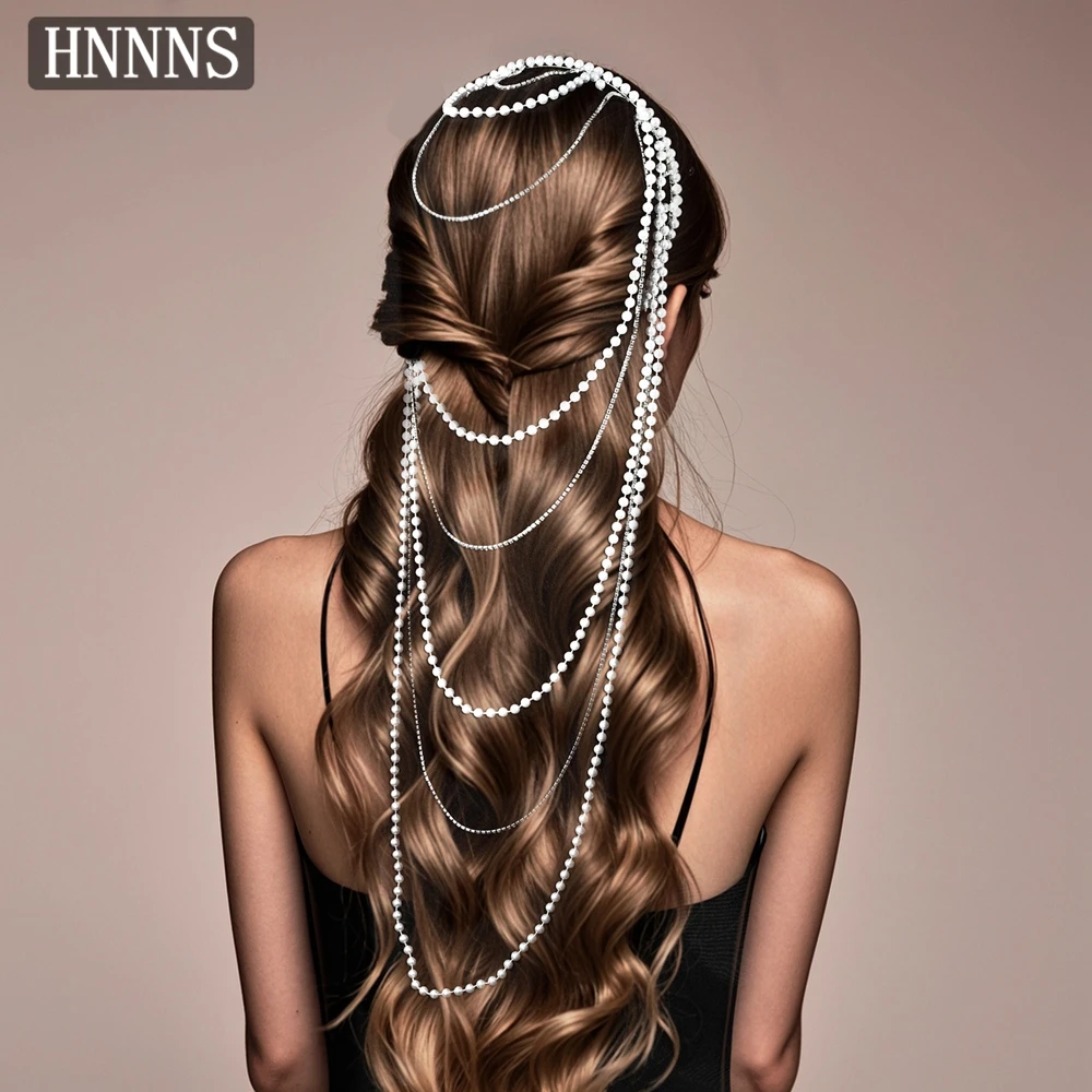 

TOPQUEEN Fashion Pearl Tassel Rhinestone Bride Wedding Headdress European American Elegant Ladies Party Hair Accessories YXA09