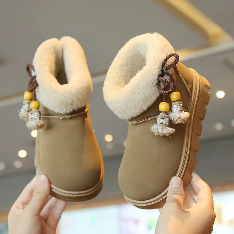Sepatu Bot Salju Anak Gaya Etnik Musim Dingin 2025, Nyaman Anti Selip, Sepatu Bot Pendek Berumbai untuk Anak Perempuan, Retro Serbaguna, Sepatu Katun Anak