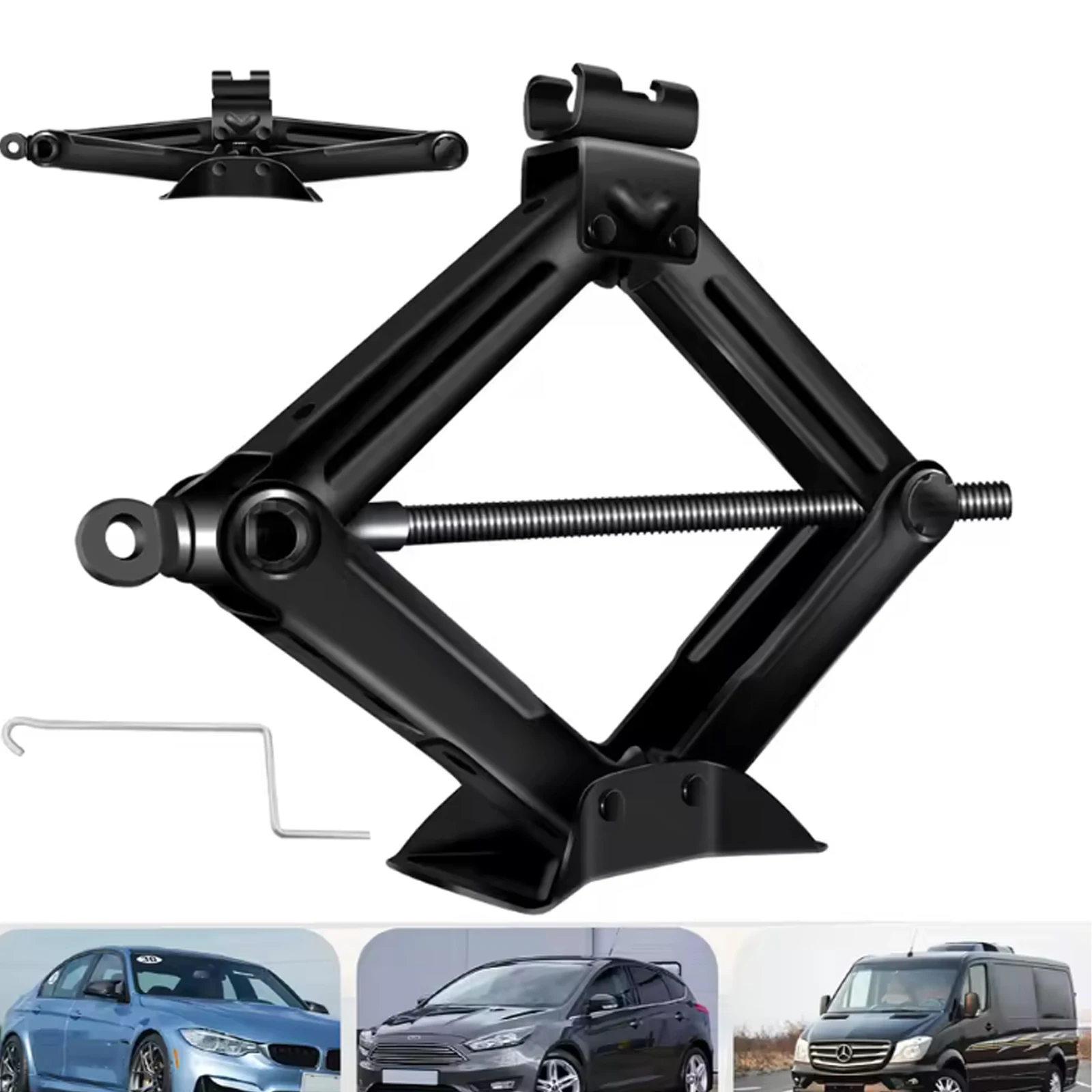 

Автомобильный ножничный домкрат 2T, автоматическая аварийная подставка для подъема кривошипа, трудосберегающий инструмент для замены шин с ручкой для автомобилей, внедорожников