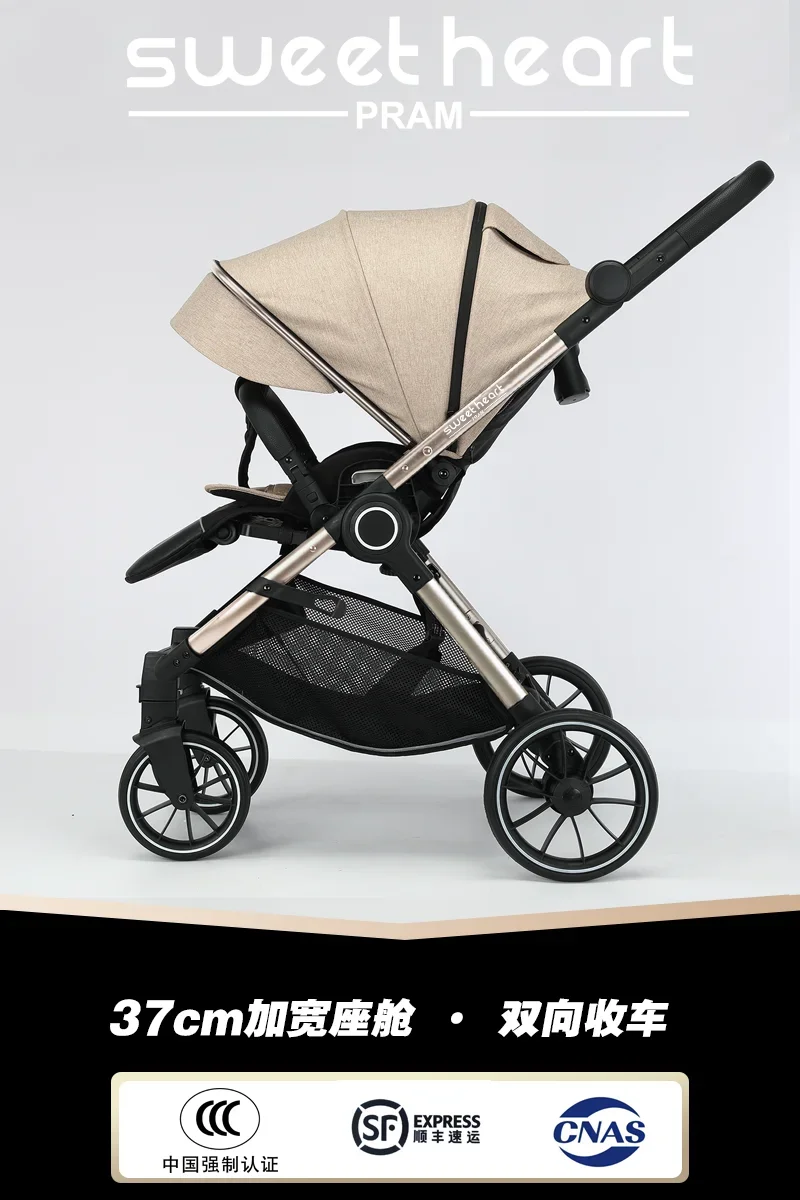 Baby Stroller Can Sit or Lie Down Bi-directional Shock Absorption Folding Lightweight High Landscape Walking Tool for Newborns