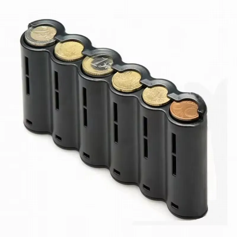 Portable 6 Slot Euro Coin Storage Dispenser Euro Coins Holder Collector With Spring For Home Waiter Driver Coins Safe Piggy Bank