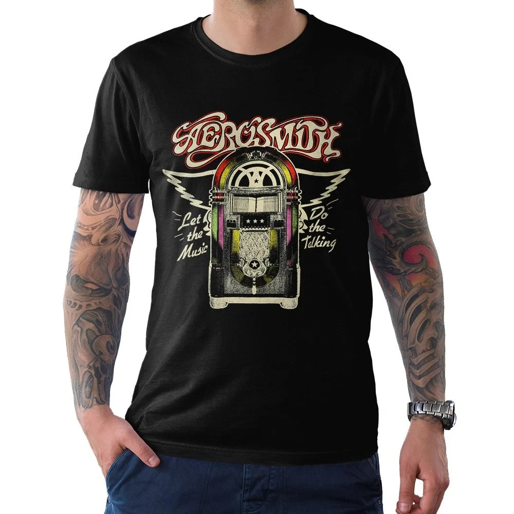 

Aerosmith Let the Music Do the Talking Vintage T-shirt, Fits Men and Women Comfortable Trendy Summer Tee
