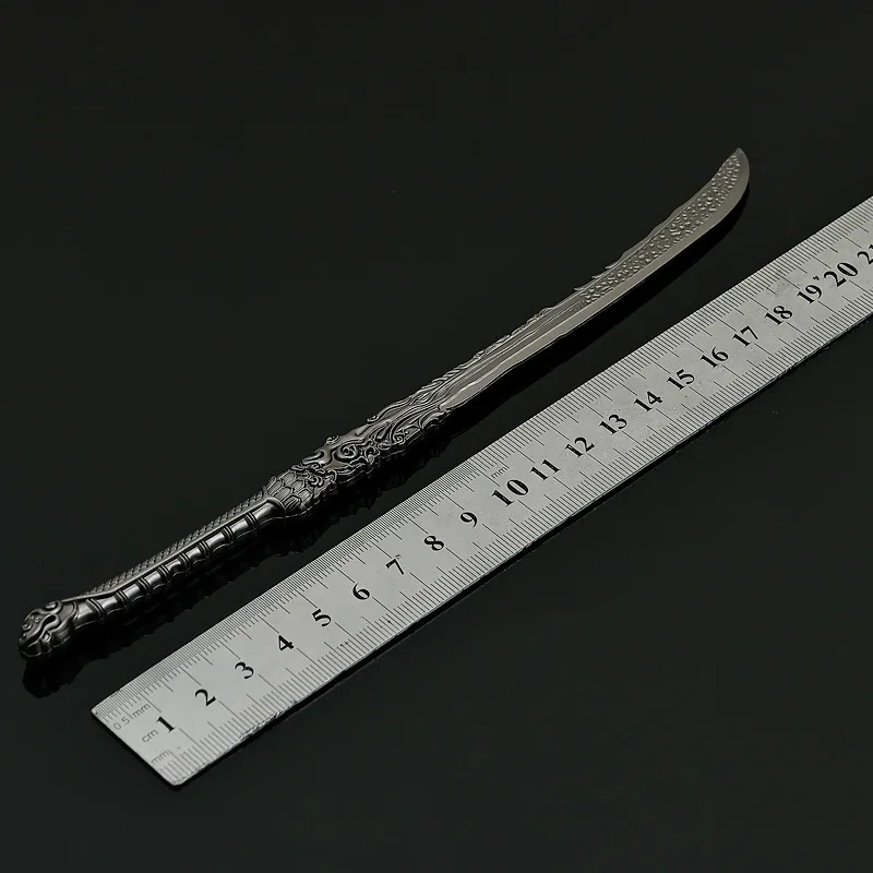 中国の小説家映画周辺グッズ赤髪の幽霊剣22cmメタルクラフト武器モデルコレクタブルデスクオーナメント安全な男の子のおもちゃ