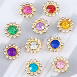 50pcs 9.4mm Sewn Sunflower Pearl Rhinestone Sewing Beads Golden Claw Base Cabochons for Needlework Bow Accessories DIY Material