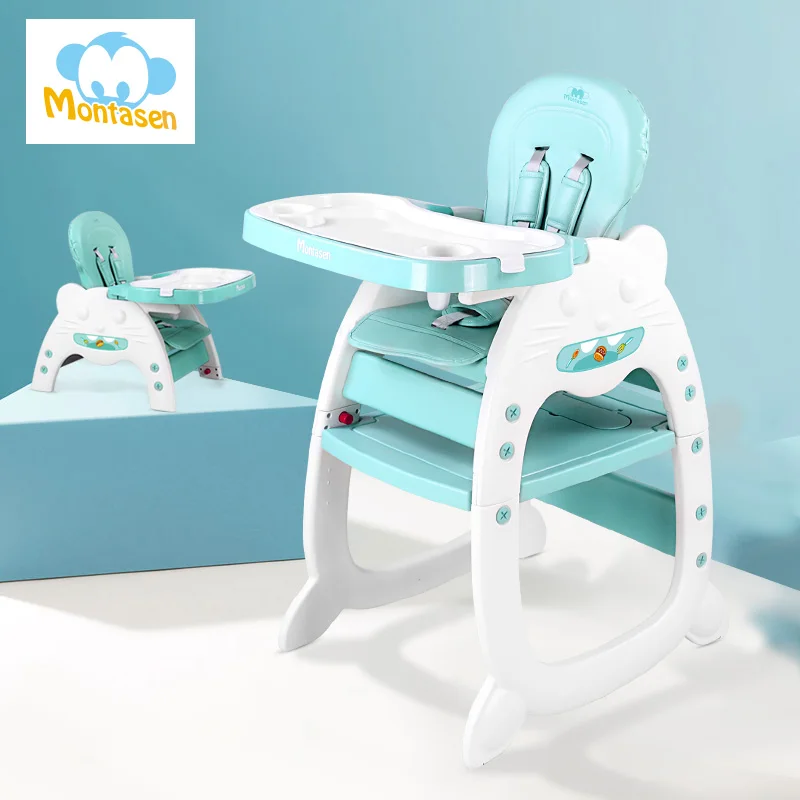 Montasen Baby High Feeding Chair Multifunctional Study Desk and Chair Plastic 3 in 1 Feeding Chair