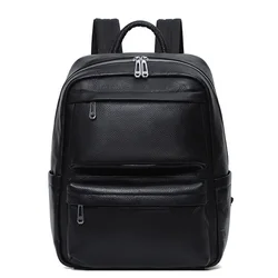 Men Cowhide Leather Backpack Travel Bag Male Mochila Fashion Large Capacity Shoolbag For Boy Men Laptop School Bag College Style