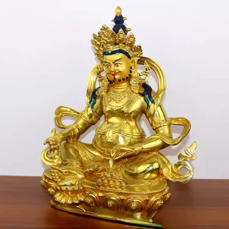 Feng Shui Pure Copper Yellow God of Wealth Buddha Statue Tantric Home Living Office Sculptures