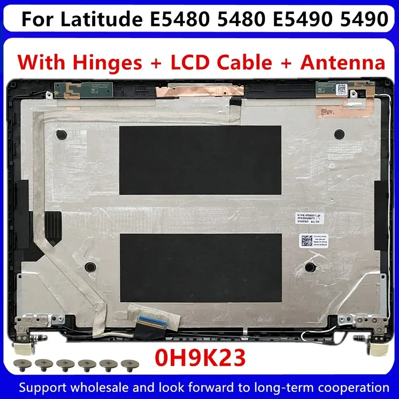 Tampa traseira do LCD com dobradiças, Dell Latitude E5480, E5490, 5480, 5490, 5495, E5491, 0H9K23, H9K23, 0N92JC, novo