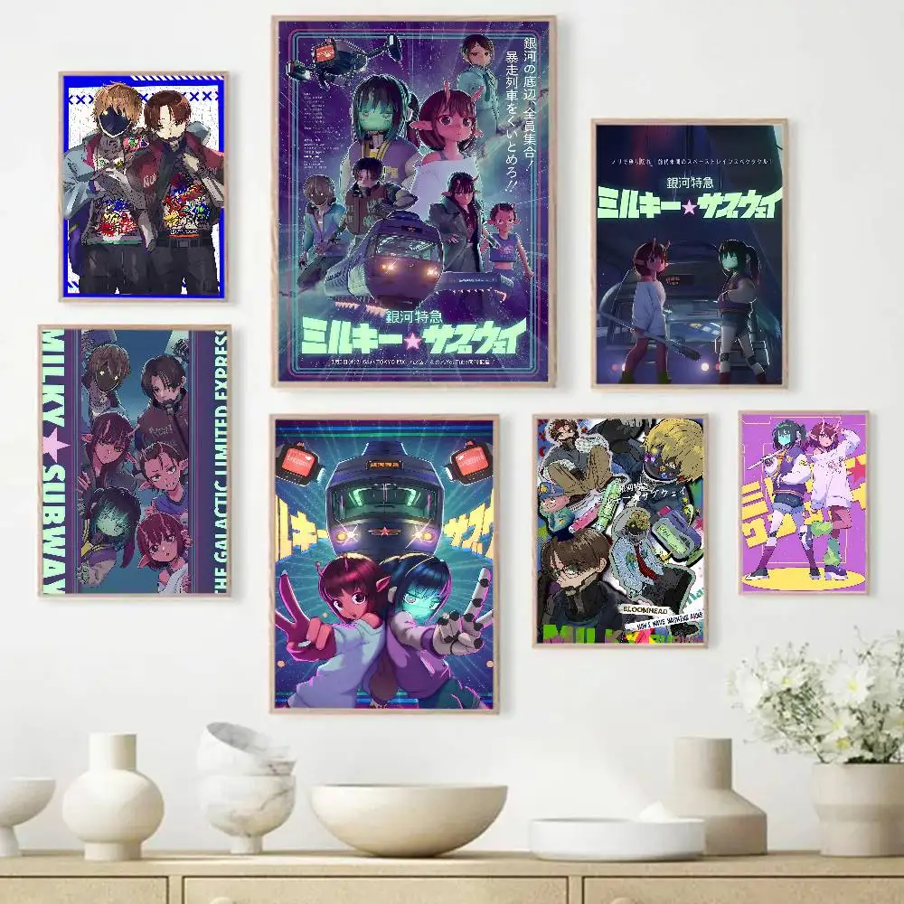 Popular M-MILKY S-SUBWAY Anime Movie Sticky Posters Fancy Wall Sticker For Living Room Bar Decoration Vintage Decorative