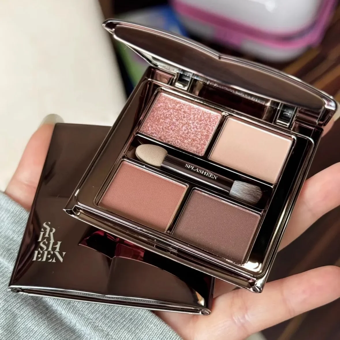 Splasheen-paleta de sombra de ojos de 4 colores, sombra de ojos terrosa, maquillaje de alta calidad, brillo fino mate, paleta de acabado multiusos