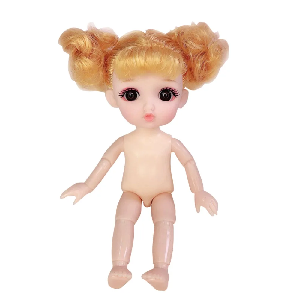 Muñeca articulada bjd 1/8 con cabeza y zapatos para niños, juguete de cuerpo desnudo, 13 articulaciones móviles, ojos grandes encantadores, 17 cm