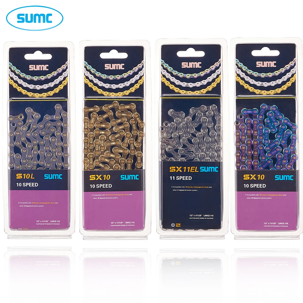 SUMC Bicycle Chain10 Speed X10 X10EL X10SL Bike Chain Mountain Road Bike MTB Chains  116 Links 10V for Shimano SRAM Bikes Part