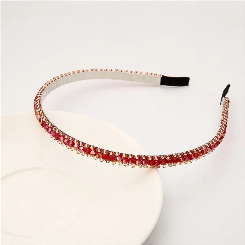 

Vintage Hairband Headband Hair Hoop Thin Wire Crystal Beaded Handmade for Evening Party Light Luxury Hair Accessories Headwear