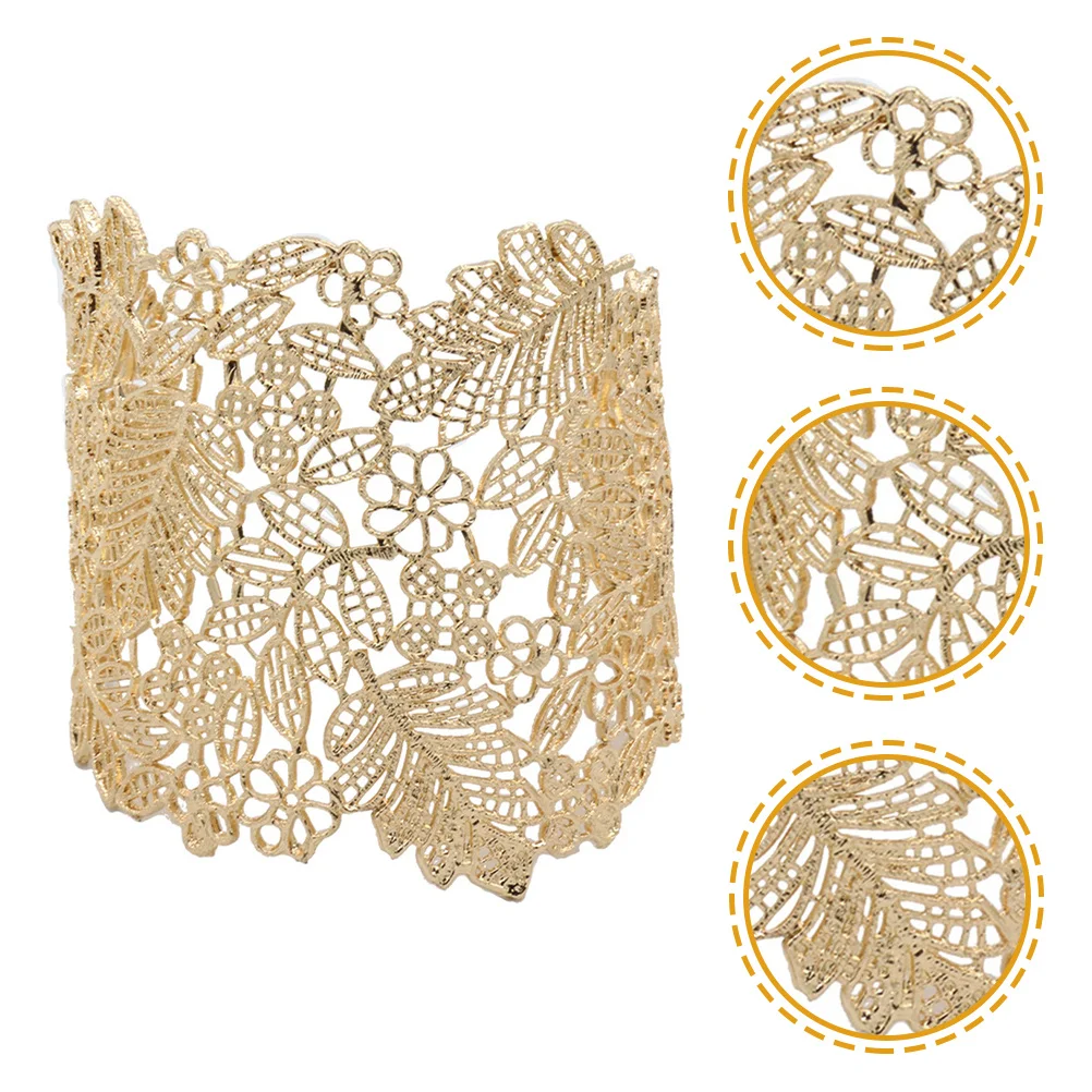 

2pcs Bracelet For Women Durable Open Bangle Adjustable Cuff Wide Leaf Arm Cuff Jewelry Gifts For Teens