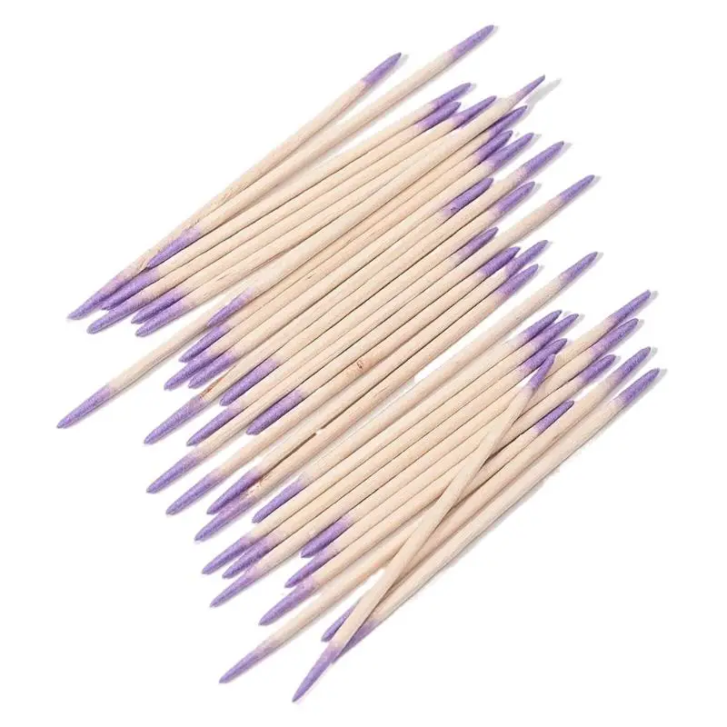 100-1000Pcs 7.2cm Nail Double-Head Wood Swab Cleaning Sticks Purple Dual-Tipped Cotton Head Cleaning Swab Nail Polish Remover