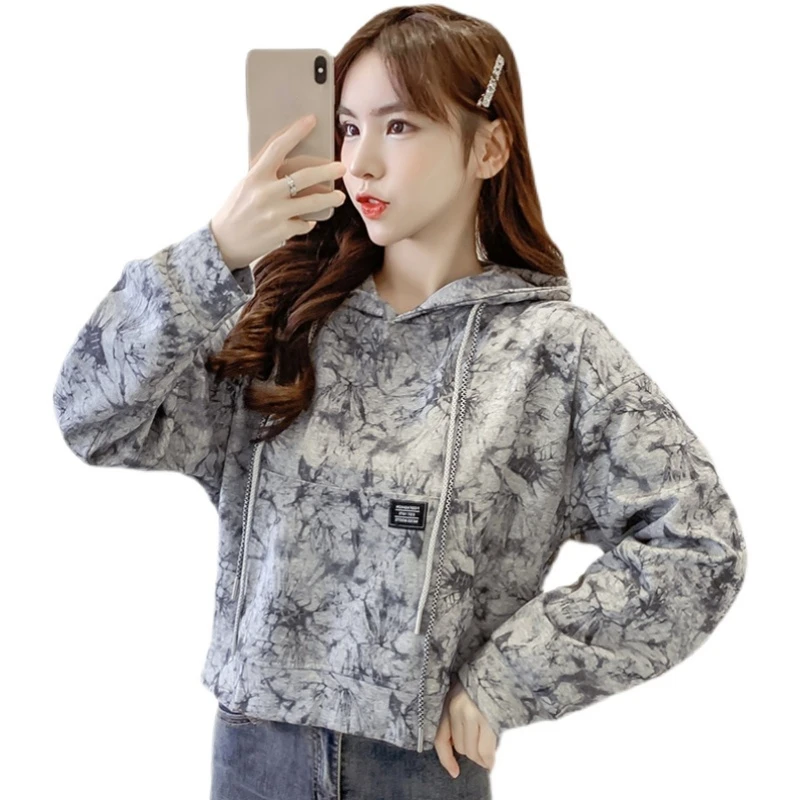 Vintage Female Streetwear Hoodies for Women Tie Dye Casual Korean Streetwear Fashion Hoodie Hooded Aesthetic Spring Autumn Loose