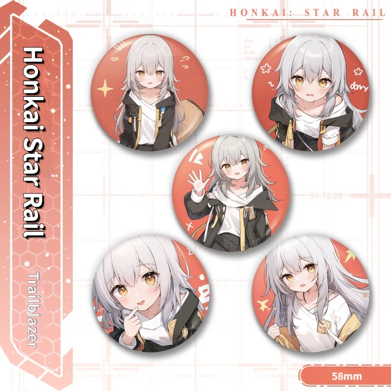 

Honkai Star Rail 58mm Trailblazer Laser Tinplate Bottom Badge Backpack Decorative Pendant Brooch Collect Anime Peripherals