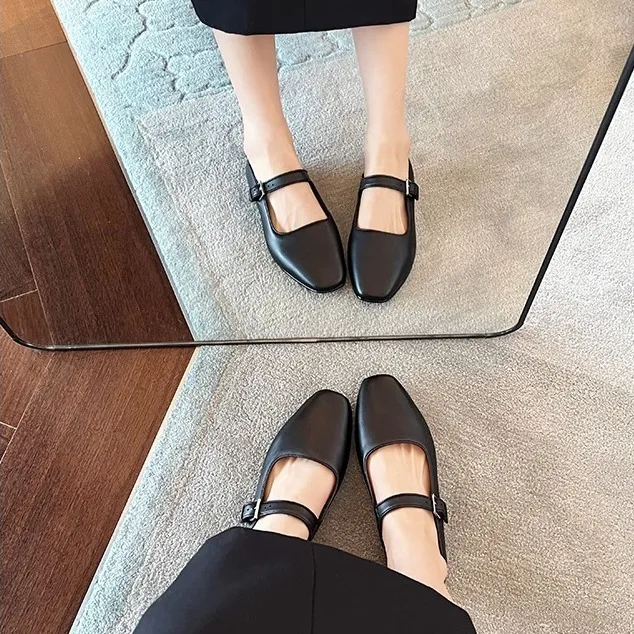 إبزيم بسيط من كلمة واحدة مع قاعدة ناعمة مسطحة من الأسفل أحذية ماري جين الفردية موديلات جديدة للسيدات #3