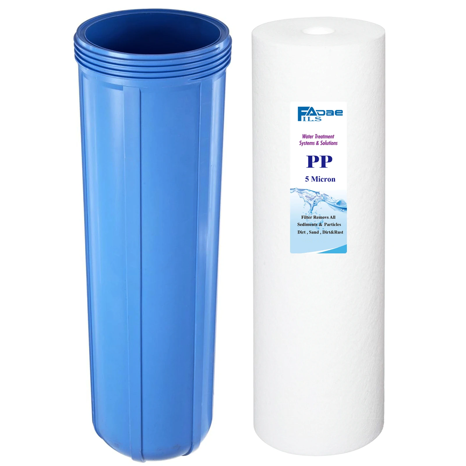 

20" x 4.5" Big Blue Water Filter Housing Body Only and include 4-1/2"x 20" PP Sediment filter 5 micron