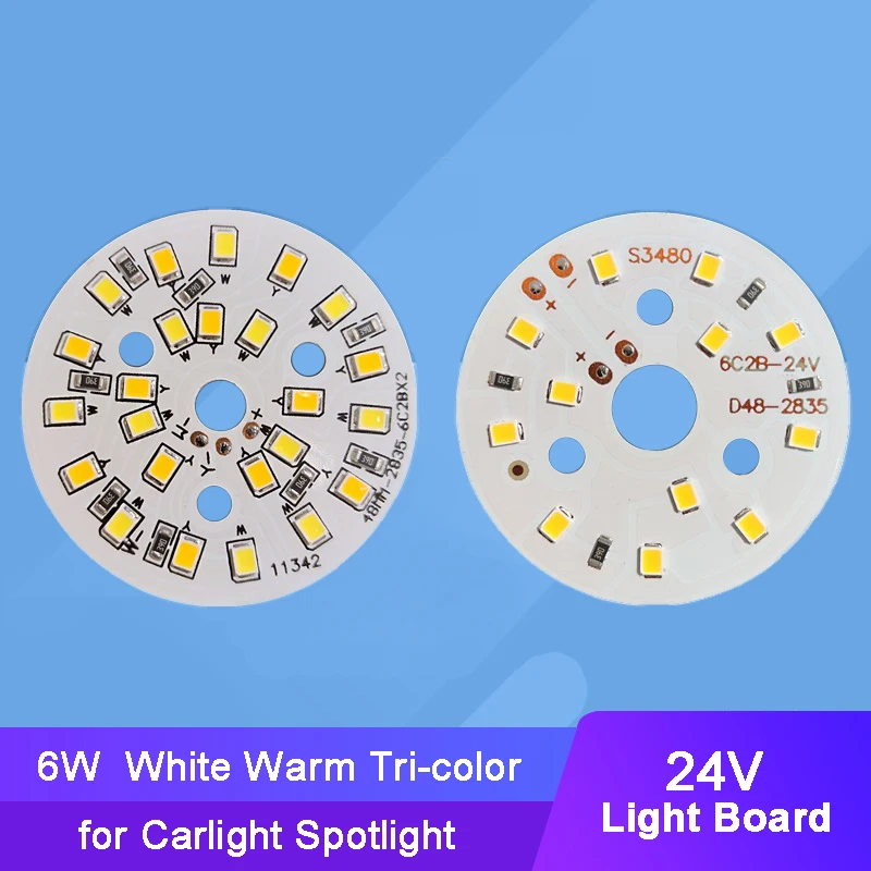 24V 3W 6W LED Biała, ciepła, trójkolorowa lampa Tablica świetlna Żarówka Okrągłe źródło światła